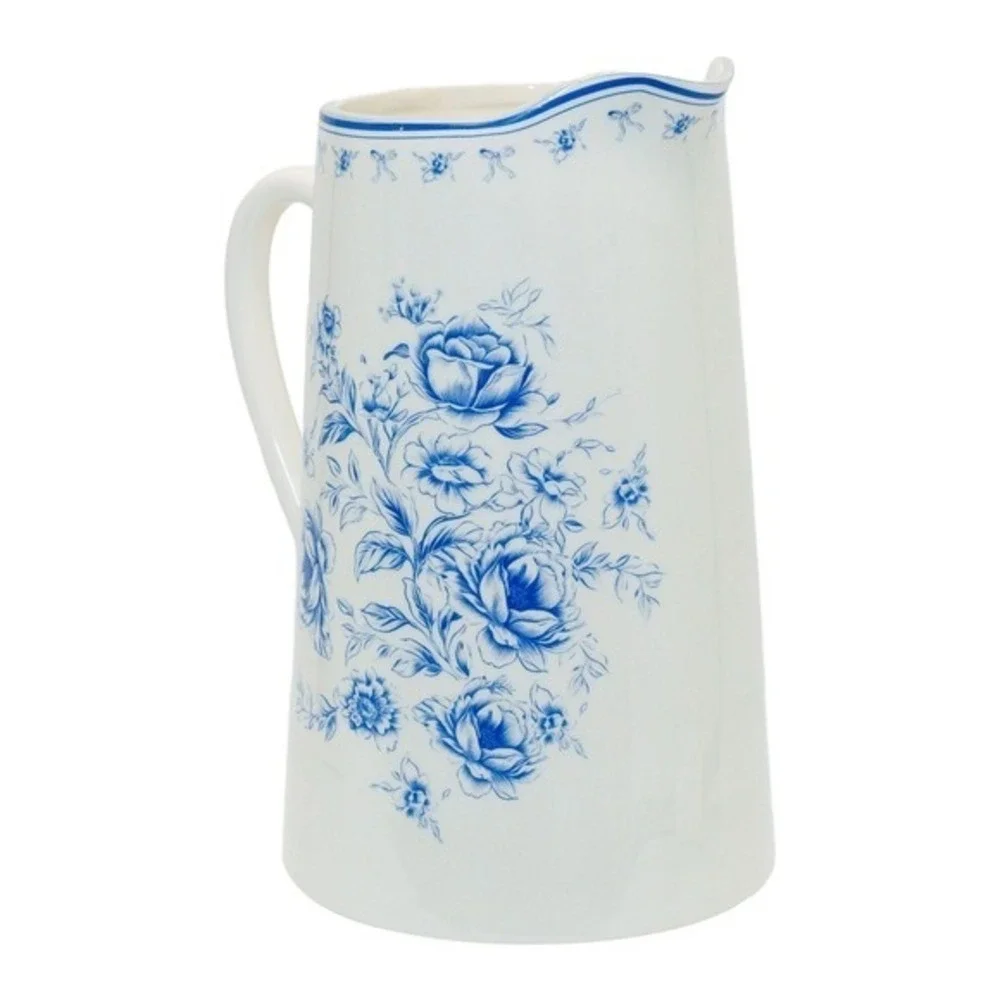 My Texas House Blue White Floral Stoneware Pitcher 3qt Toile Americana‎ Decor